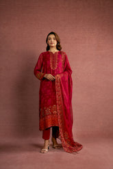 3 Piece Printed Chiffon Embroidered Suit (AS0481)